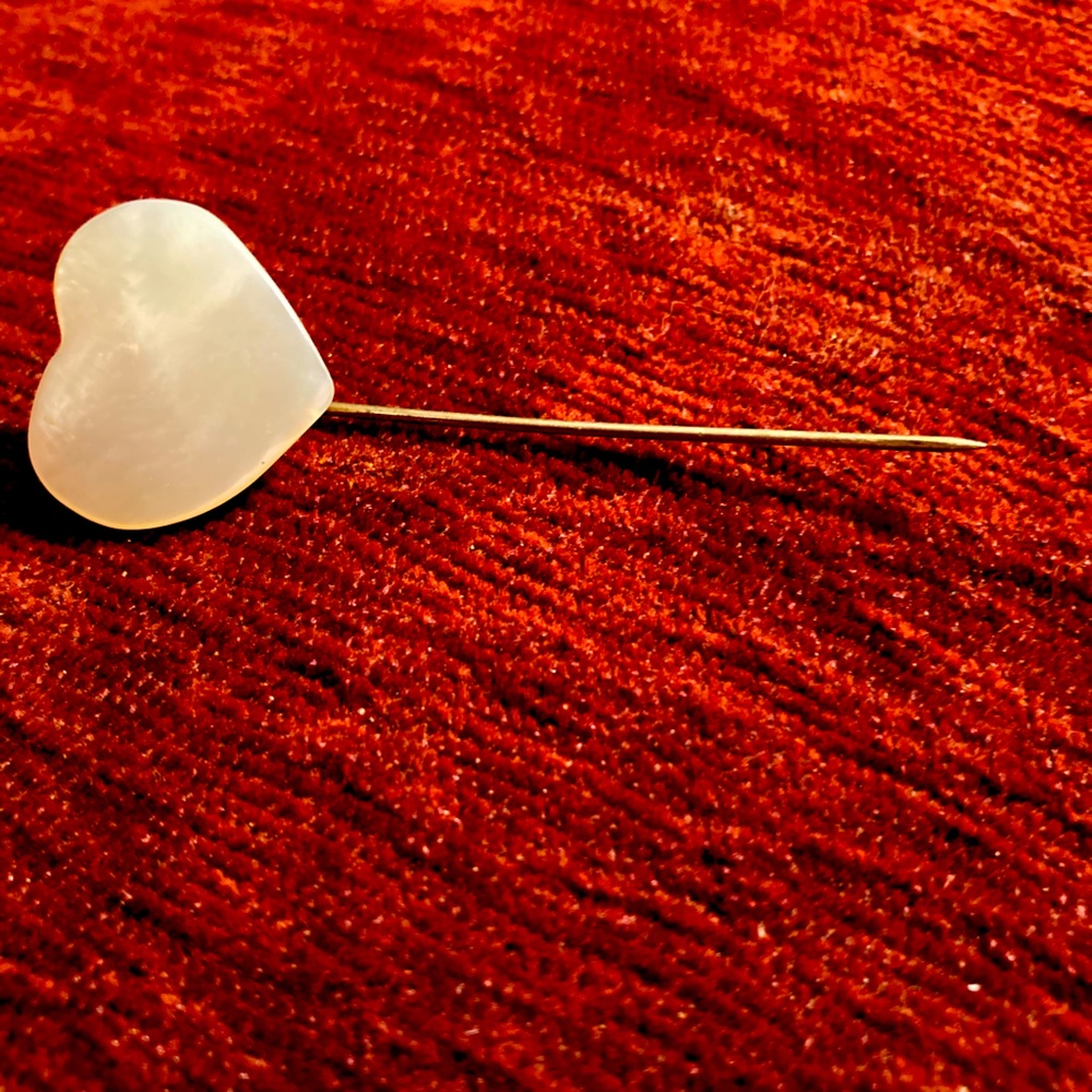 COPY - Signed Miriam Haskell Mother of Pearl Heart Pin